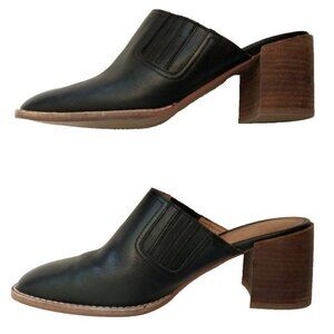 MADEWELL The Carey Mule Black Leather Block Heel Square Toe Womens - Size 8
